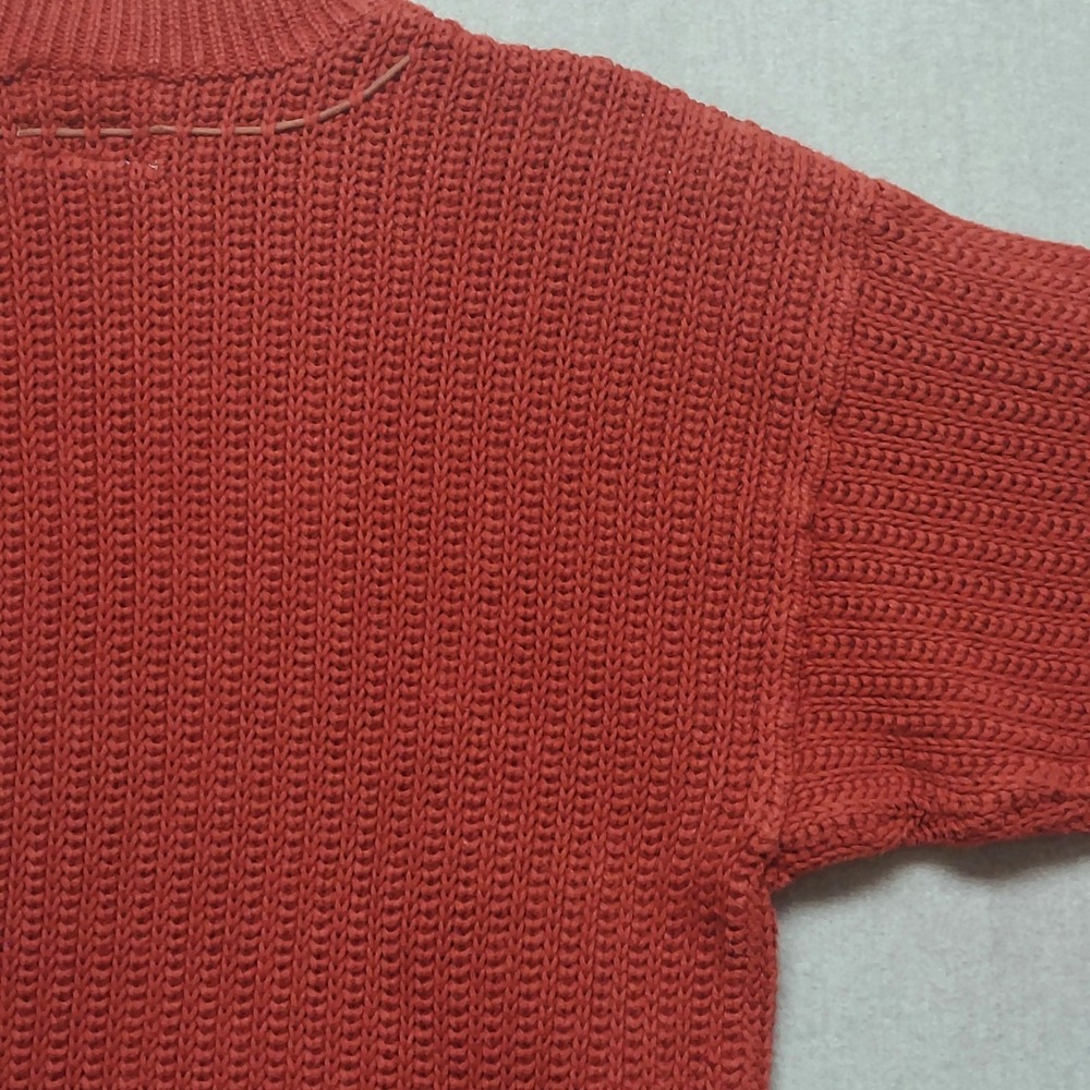 Womens Chunky Knit Mock Neck Sweater S Rust Colored Cozy Whipstitch Cottagecore - Picture 9 of 13